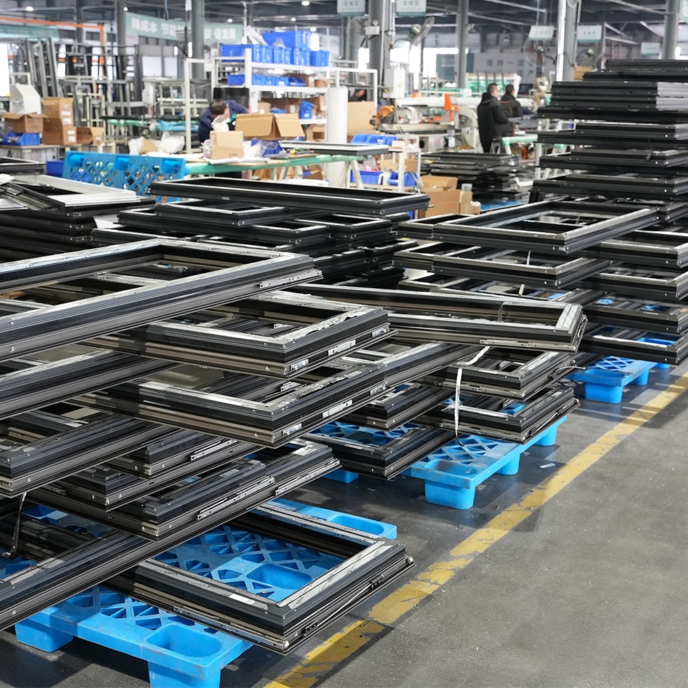 High Impact Insulated Thermal Break Bridge Aluminum Profile Frame Casement Windows with Screens and Bars for Houses