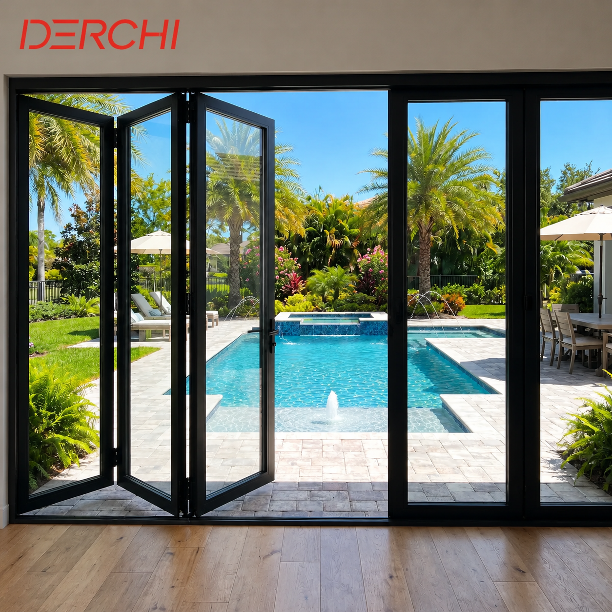 As2047 Australian Folding Door Double Glazed Glass Window External Patio Door Exterior Soundproof Balcony Aluminum Bi-fold Doors