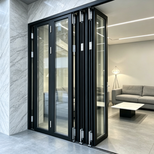 Folding Door Aluminum Alloy Frame Bi-fold Doors Custom Exterior Patio Sliding Glass Aluminum Folding Door