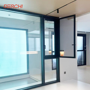 Minimalist Slimline Double Glass Aluminum Casement Window with Mesh