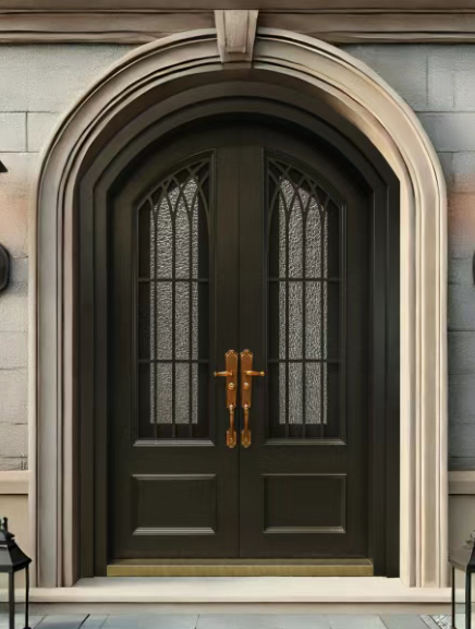 Aluminum Security French Door-Waterproof Exterior Entry Door For Hotel Apartment Villa Use