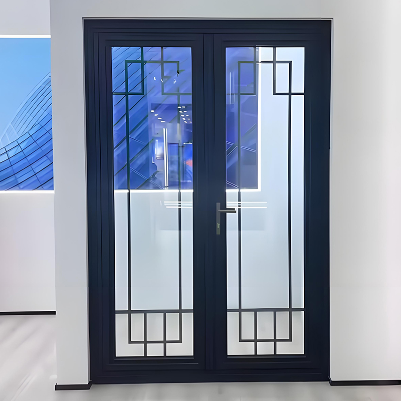 Modern Double Swing Aluminum Casement Door Detailed View
