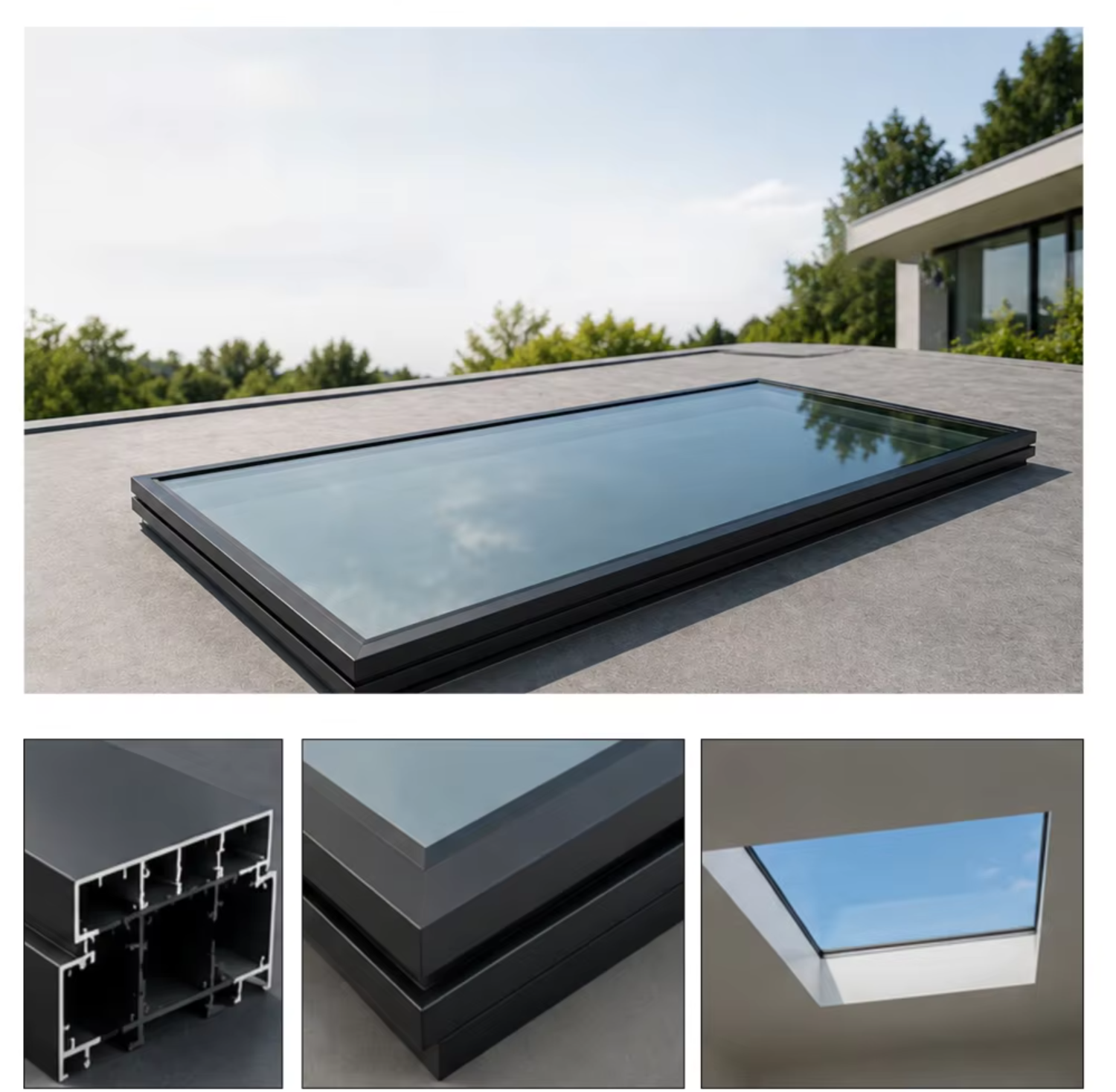 Automatic Vertical Opening Thermal Break Aluminum Alloy Sloped Roof Window